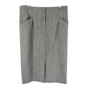 M.M. LaFleur Grey Stretch Wool Blend Career Pencil Skirt Front Zip Front Slit 14
